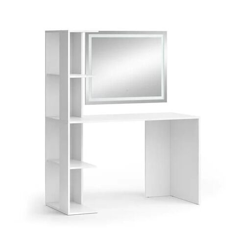 Coiffeuse Tower, 122.2 cm avec miroir LED, Blanc, Vicco