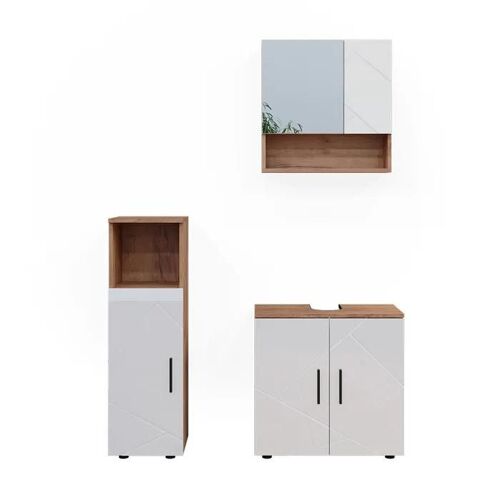 Vicco Set De Meubles De Salle De Bain Irma, Chêne, 3 Parties
