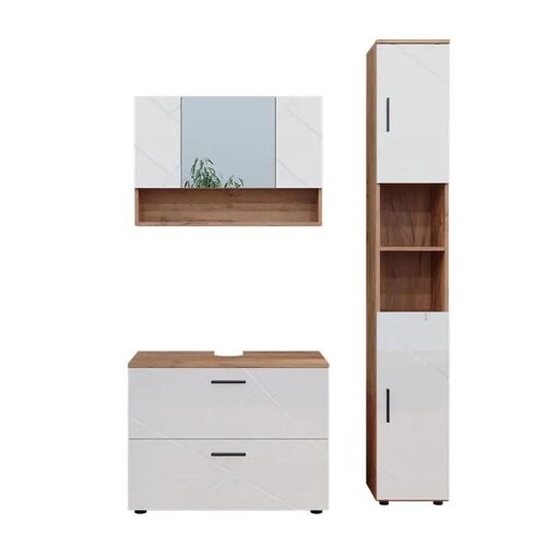Vicco Meuble De Rangement De Salle De Bain Irma, Chêne, 3 Pièces, Armoire Basse 80 Cm