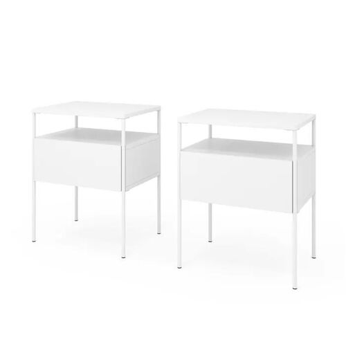 Vicco table de chevet Mira, Blanc, 40 x 50 cm Lot de 2