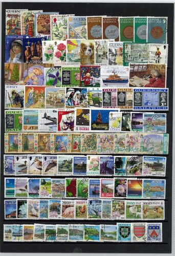 Collection De Timbres Iles Anglo Normandes Oblitérés : Qté - 100 Timbres Différents