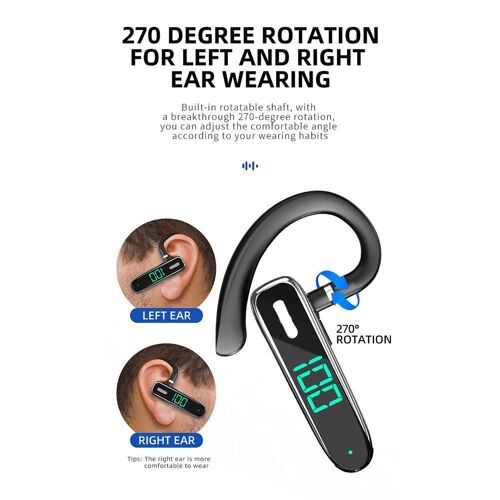Écouteurs sans fil Bluetooth, casque d'écoute suspendu, Enc, réduction du bruit des appels, affichage numérique, pour les entreprises