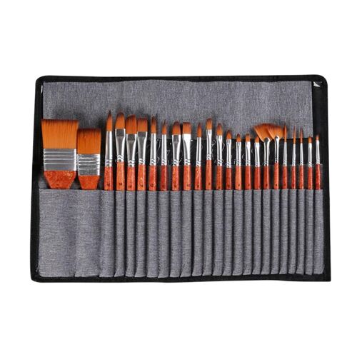 Ensemble De Pinceaux À Peinture À Pointe Plate Et Pointue, Fournitures D'art Pour Peinture À L'huile Sur Toile, 24 Pièces