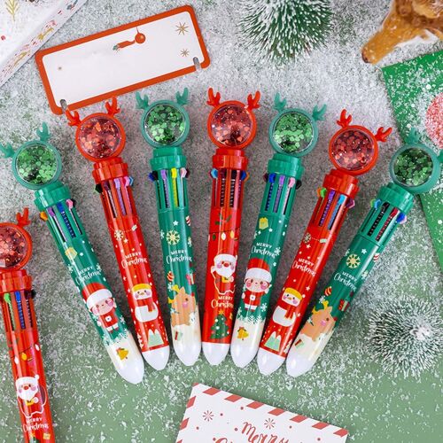 Stylo À Bille Rétractable 10 En 1, Multicolore, 0.5mm, Pour L'école Et Le Bureau, Cadeau Pour Enfants, 10 Couleurs