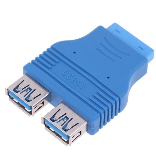 Carte mère 2 Ports USB 3.0 A femelle à 20 broches adaptateur de connecteur femelle USB 3.0 taux de transfert de données Compatible de 4.8 Gbps