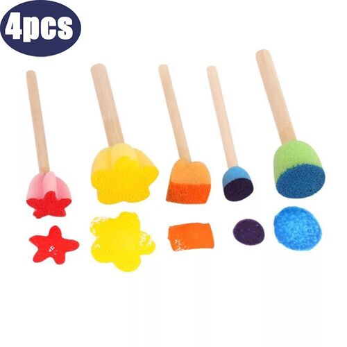 Kit De Pinceaux À Tampons En Éponge Pour Enfants, 4 Pièces, Jouets Pour Dessin De Fleurs, Peinture, Éducatif, Art Et Créativité Artisanale, Nouveauté