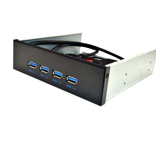 Panneau avant USB 5.25 3.0 "", 4 Ports, 19 broches à 4 interfaces, lecteur optique en métal, carte d'extension pour ordinateur de bureau
