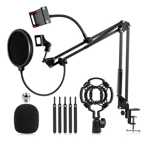 Pied De Micro, Micro Perche Avec Suspension Réglable Ciseaux Bras Support De Support Pour Téléphone, Pour Blue Snowball Et D'autres Pri