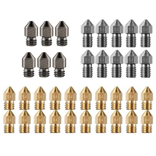 Buses D'extrudeuse Pour Imprimante 3d, 36 Pièces, Pour Mk8 Ender 3, En Acier Trempé, En Acier Inoxydable, Buse En Laiton 0.4 Mm 1.75 Mm