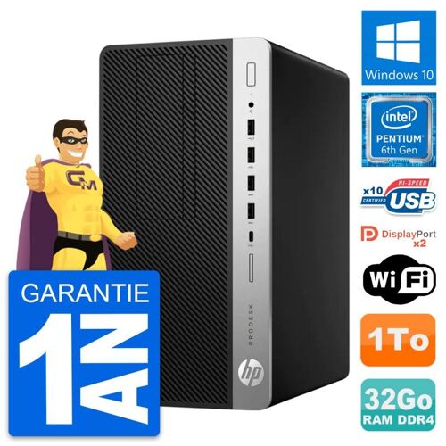 PC Tour HP ProDesk 600 G3 MT Pentium G4400 RAM 32Go Disque 1To Windows 10 Wifi