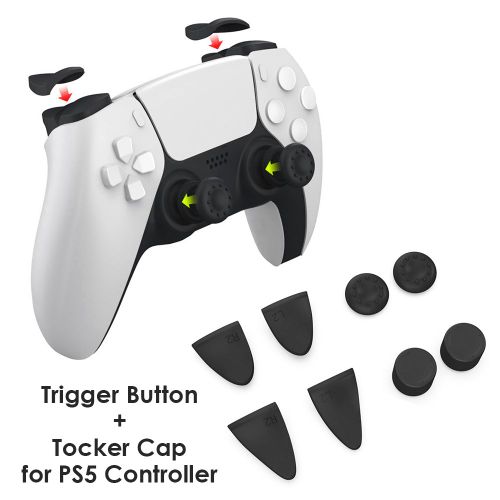 Capuchons De Touches De Manette De Jeu 8 En 1 En Silicone L2 R2, Extension De Bouton De Déclenchement Pour Ps5, Accessoires De Contrôleur De Jeu