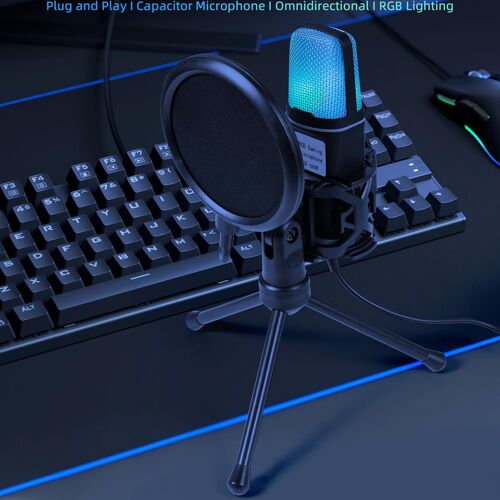 Microphone à condensateur, Interface USB réglable pour enregistrement vidéo, jeu, chant, Streaming