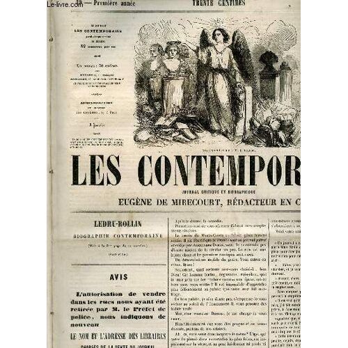 Les Contemporains Journal Critique Et Biographique N°19 Première Année Mardi 12 Mai 1857 - Lettres D Un Biographe À M.Alexandre Dumas Fils - Les Femmes Célèbres Madame De Sévigné Étude Rétrospective -(...)