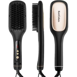 Koticidsin Brosse Lissante Chauffante, Brosse À Cheveux Ionique, Affichage Led+Peigne Céramique À Température Réglable + Anti-Échaudage+Arrêt Automatique (Noir)