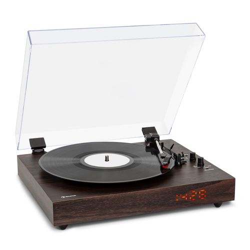 auna Platine vinyle TT-Classic Chrono Protection anti-poussière Bluetooth Haut-parleur 33/45/78 tr/min