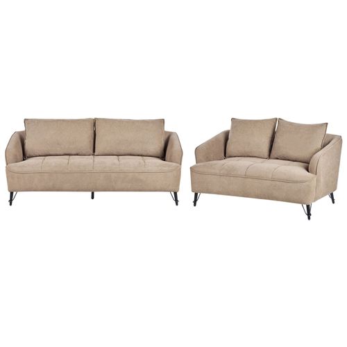 Ensemble De Salon En Tissu Marron Hobro