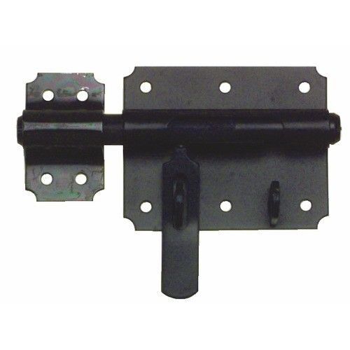 Verrou de box porte-cadenas - acier noir - platine 90x82mm - Pêne 14mm BRICOZOR