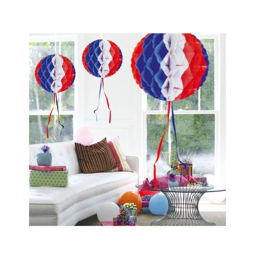 Suspension Boule Alvéolée Tricolore 27 Cm Taille Unique
