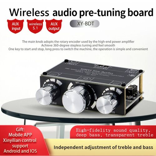 Amplificateur Audio avec contrôle par application, Compatible Bluetooth XY-BDT + AUX, carte de caisson de basses, double canal, stéréo sans fil, Module de haut-parleur, 5.1