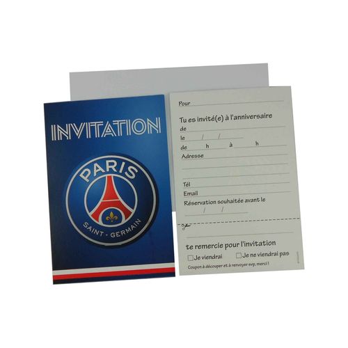 6 Cartes D'invitation + 6 Enveloppes Psg Taille Unique