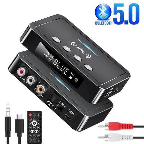 Récepteur/Transmetteur Audio Sans Fil, Bluetooth 5.0, 3.5mm, Adaptateur De Musique Rca, Microphone D'appel Mains Libres, Kit Pour Voiture, Nfc