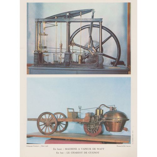 Machine À Vapeur  De Watt Et Chariot De Cugnot 