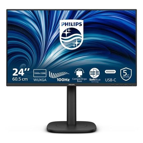 Philips 24B2N3200D - 3000 Series - écran LED - 24" - 1920 x 1200 WUXGA @ 100 Hz - IPS - 300 cd/m² - 1500:1 - 4 ms - HDMI, VGA, DisplayPort - haut-parleurs - noir
