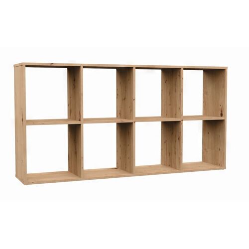 MARION - Étagère modulable 8 cubes - Bibliothèque 8 cases - 147x30x75 cm - Meuble de rangement - Chêne