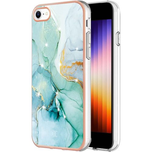 Coque Pour Iphone 7 / Iphone 8, Marbre Motif Design Slim Antichoc Flexible Bumper Silicone Case Cover Housse Etui De Protection Anti-Choc Coque Pour Iphone Se 2020 / Iphone Se 2022, Vert Fonce
