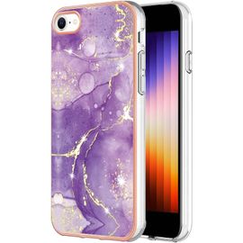 Coque Pour Iphone 7 / Iphone 8 Marbre Motif Design Slim Antichoc Flexible Bumper Silicone Case Cover Housse Etui De Protection Anti-Choc Coque Pour Iphone Se 2020 Iphone Se 2022, Pourpre Fonce