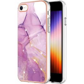 Coque Pour Iphone 7 / Iphone 8, Marbre Motif Design Slim Antichoc Flexible Bumper Silicone Case Cover Housse Etui De Protection Anti-Choc Coque Pour Iphone Se 2020 Iphone Se 2022, Pourpre Clair