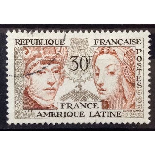 Amitié France-Amérique Latine 30f (Très Joli N° 1060) Obl - France Année 1956 - Brn83 - N24475