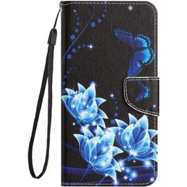 Coque Pour Iphone 12 Pro Max Housse Mignonne Design Motif Dessin Coque Pu Etui En Cuir Portefeuille Flip Case Pour Iphone 12 Pro Max Etui A Rabat Silikon Antichoc Cover, Papillon Bleu
