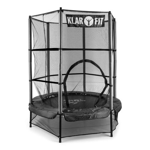 Klarfit Rocketkid Trampoline De 140 Cm À Suspension Élastique Avec Filet De Sécurité - Noir