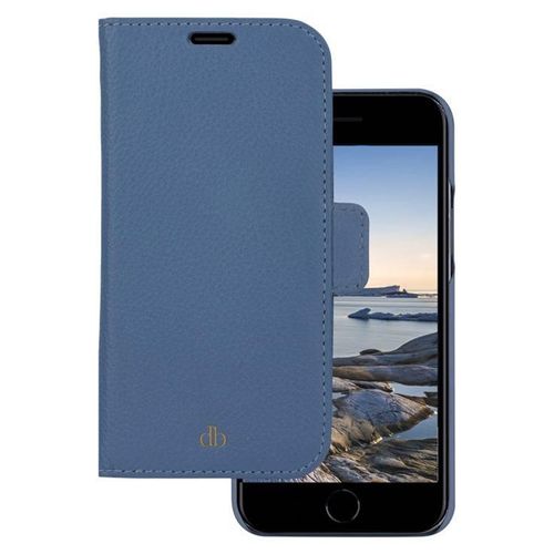 dbramante1928 New York - Étui à rabat pour téléphone portable - dos magnétique détachable - cuir Saffiano - bleu Um - pour Apple iPhone 7, 8, SE (2e génération)