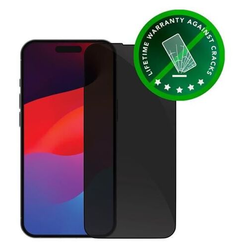 dbramante1928 Eco-shield - Protection d'écran pour téléphone portable - avec filtre de confidentialité - couleur de cadre noir - pour Apple iPhone 15 Pro