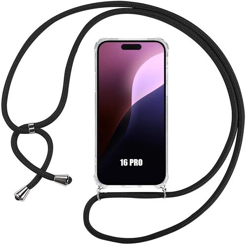 Coque Pour Iphone 16 Pro, Protection Renforcé Transparente Anti-Rayure Souple + Bandoulière Noir - E.F.Connection