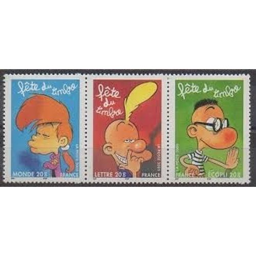 Fête Du Timbre : Bande Dessinée Titeuf : Titeuf, Manu Et Nadia Triptyque Année 2005 N° 3751a Yvert Et Tellier Luxe (3 Timbres Validité Permanente Prioritaire Dont Un Monde)