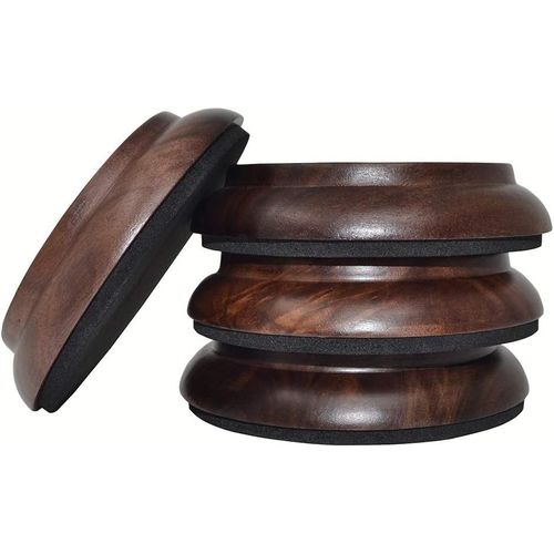 Lot De 4 Coupelles En Bois Dur - Tampons De Protection Pour Pieds De Meuble Noir/Noyer