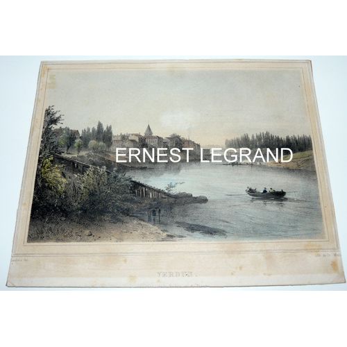 Verdun-Sur-Le-Doubs, Lithographie Jonction De La Saône Et Du Doubs
