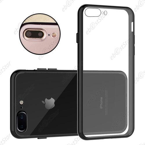 Ebeststar ®  Film Protection Écran En Verre Trempé + Etui Housse Coque Crystale Avec Contour Bumper Silicone Gel Pour Apple Iphone 7 Plus Écran 5,5", Couleur Transparent / Noir
