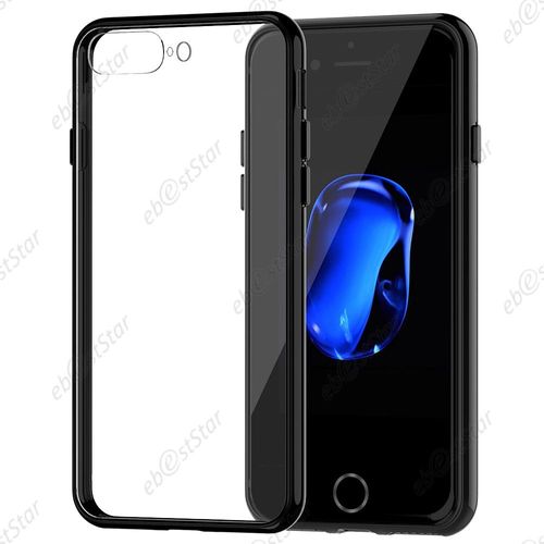 Ebeststar ® Pour Apple Iphone 7 Plus Écran 5,5" - Coque Fusion Rigide Crystale Avec Contour Bumper Silicone Gel, Couleur Transparent / Noir
