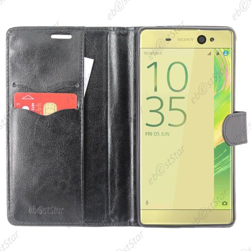 Ebeststar ® Housse Portefeuille Coque Etui Protection Folio + Vitre Anti Casse Film Écran Verre Trempé Pour Sony Xperia Xa Ultra, Xa Ultra Dual, Couleur Noir