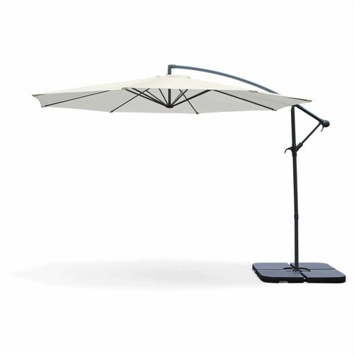 Parasol Déporté Ø350 Cm - Hardelot - Coloris Écru. Structure Anthracite. Manivelle Anti-Retour