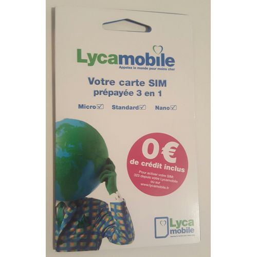 Carte sim prépayée lycamobile (réseau bouygues télécom)