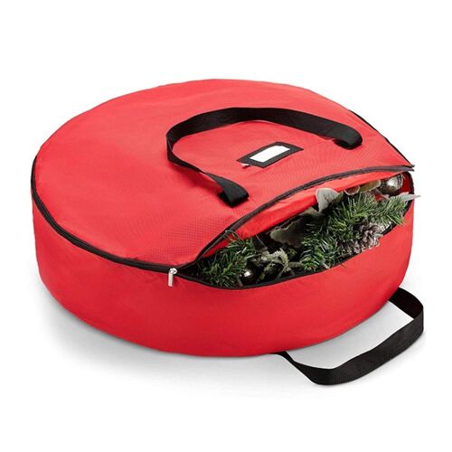 Sac de rangement de couronne de Noël Grand conteneur de couronne renforcé large poignée et double fermeture à glissière robuste pour les vacances