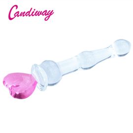 Énormes Perles Anus Plug Coeur Rose Pyrex Verre Gode Faux Pénis Jouets Sexuels Pour Les Femmes, Anal Godemichet Anal Produits De Masturbation Pour Adultes