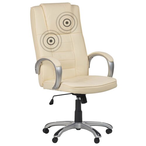 Fauteuil massant Cuir PU Crème GRANDEUR