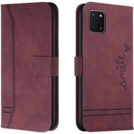 Coque Galaxy Note 10 Lite,Portefeuille Etui Housse Pour Samsung Galaxy Note 10 Lite Coque Paillette Sourire Retro Pu Cuir Flip Wallet Couverture Pour Galaxy Note 10 Lite,Hx Smile Red