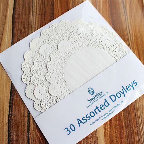 30 Pièces Dentelle Papier Rond 3 Taille 19 Cm/21.5 Cm/24 Cm Napperons Gâteau Napperon Artisanat Vintage Sous-Verres Mariage Fête Table Décoration